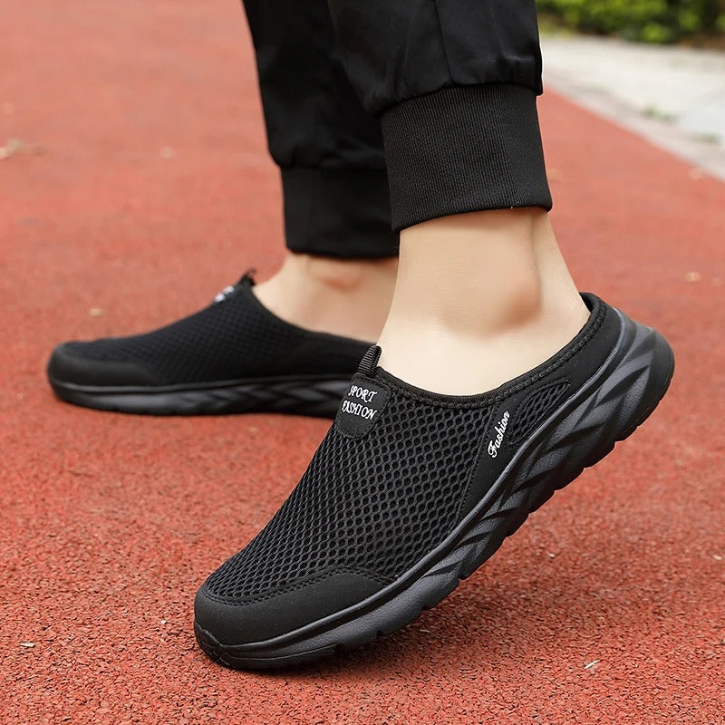 Ademende mesh halve slippers voor heren