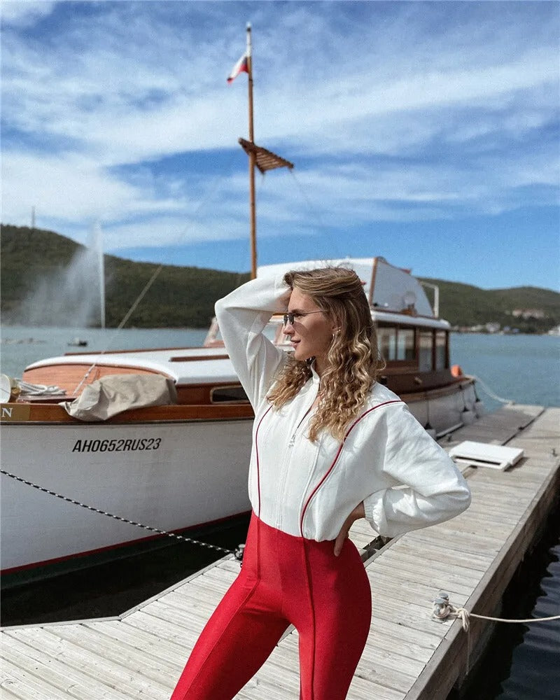 Damesjumpsuit met col en lange mouwen