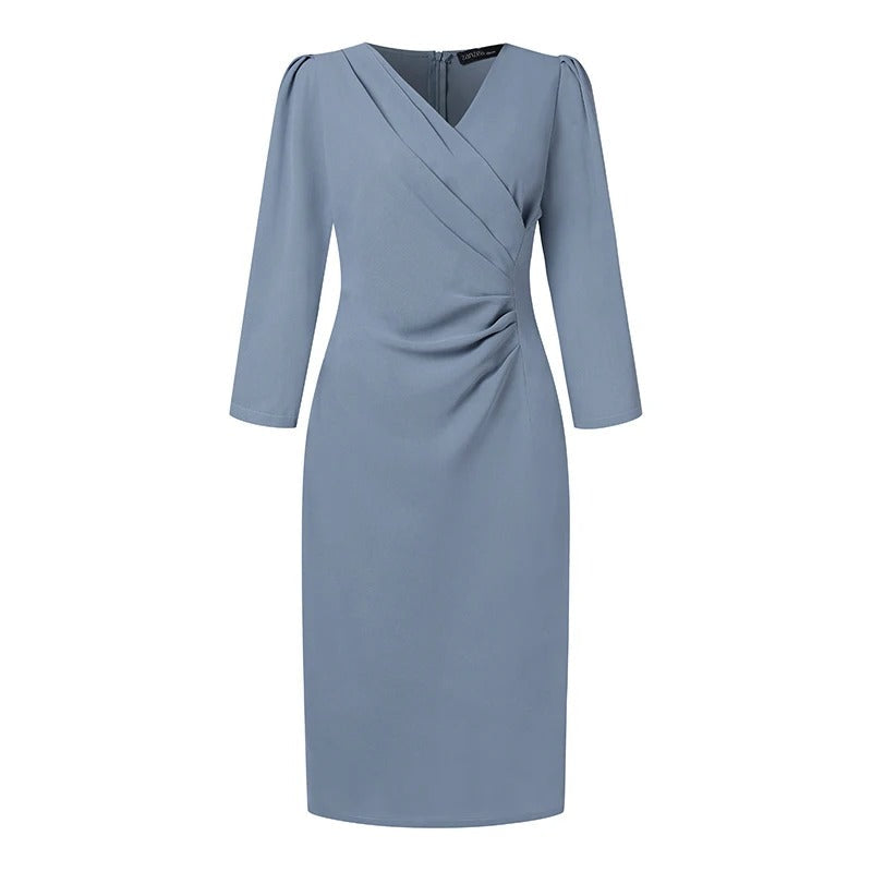 Dames V-hals bodycon knielange werkjurk