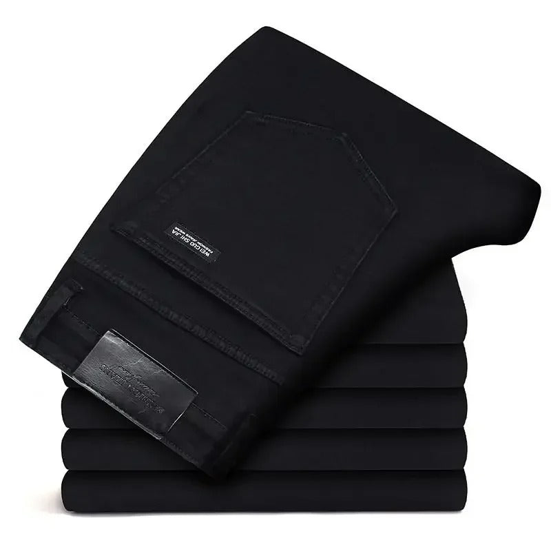 Zwarte stretch-bikerjeans voor heren