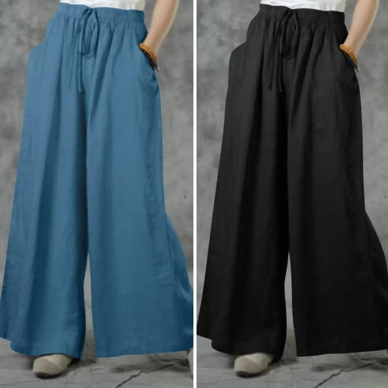 Casual Rechte Broek Met Wijde Pijpen Dames