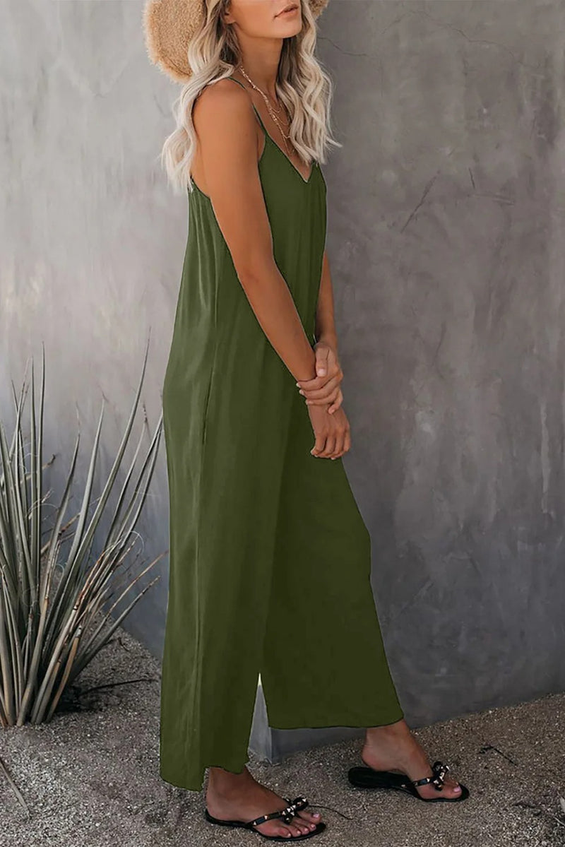 Dames Losse Pasvorm V-hals Jumpsuit