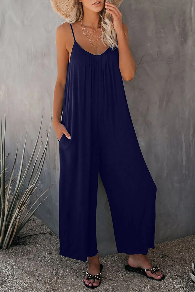 Dames Losse Pasvorm V-hals Jumpsuit