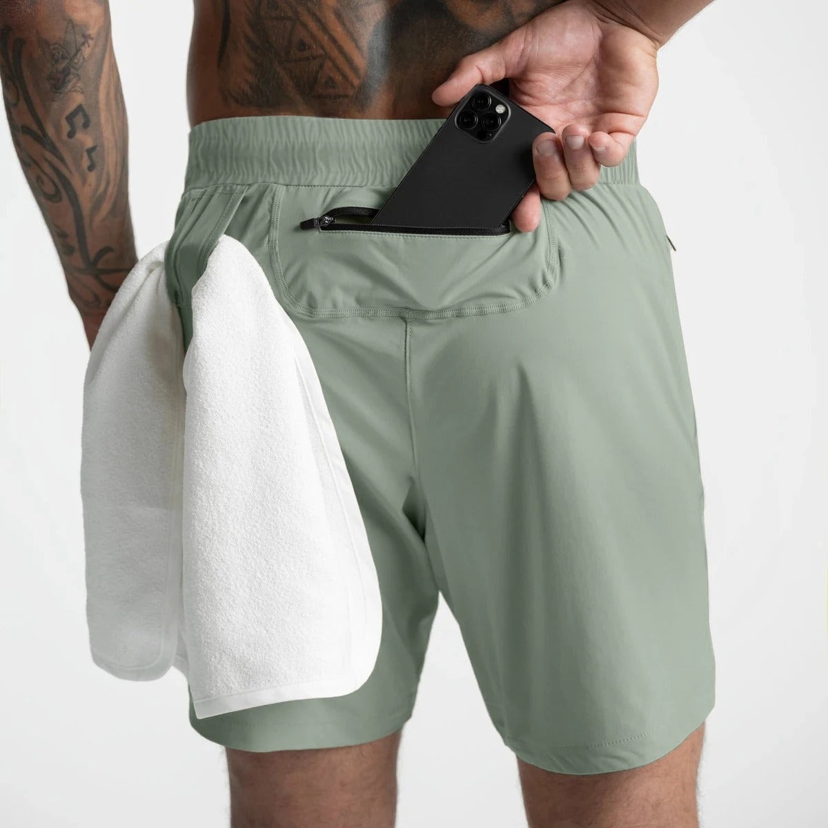 Snel drogende geweven sportshorts voor heren