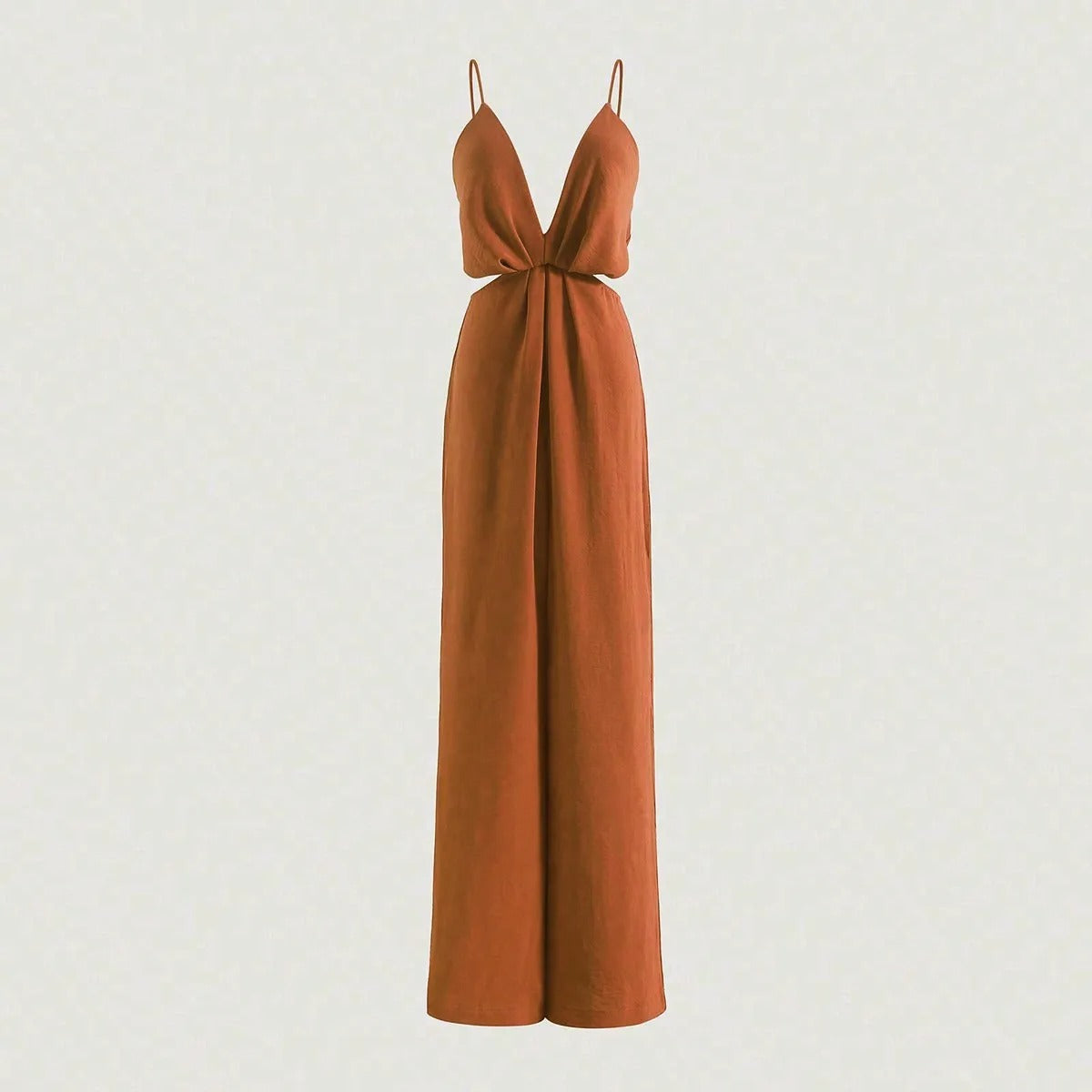 Geplooide damesjumpsuit met wijde pijpen