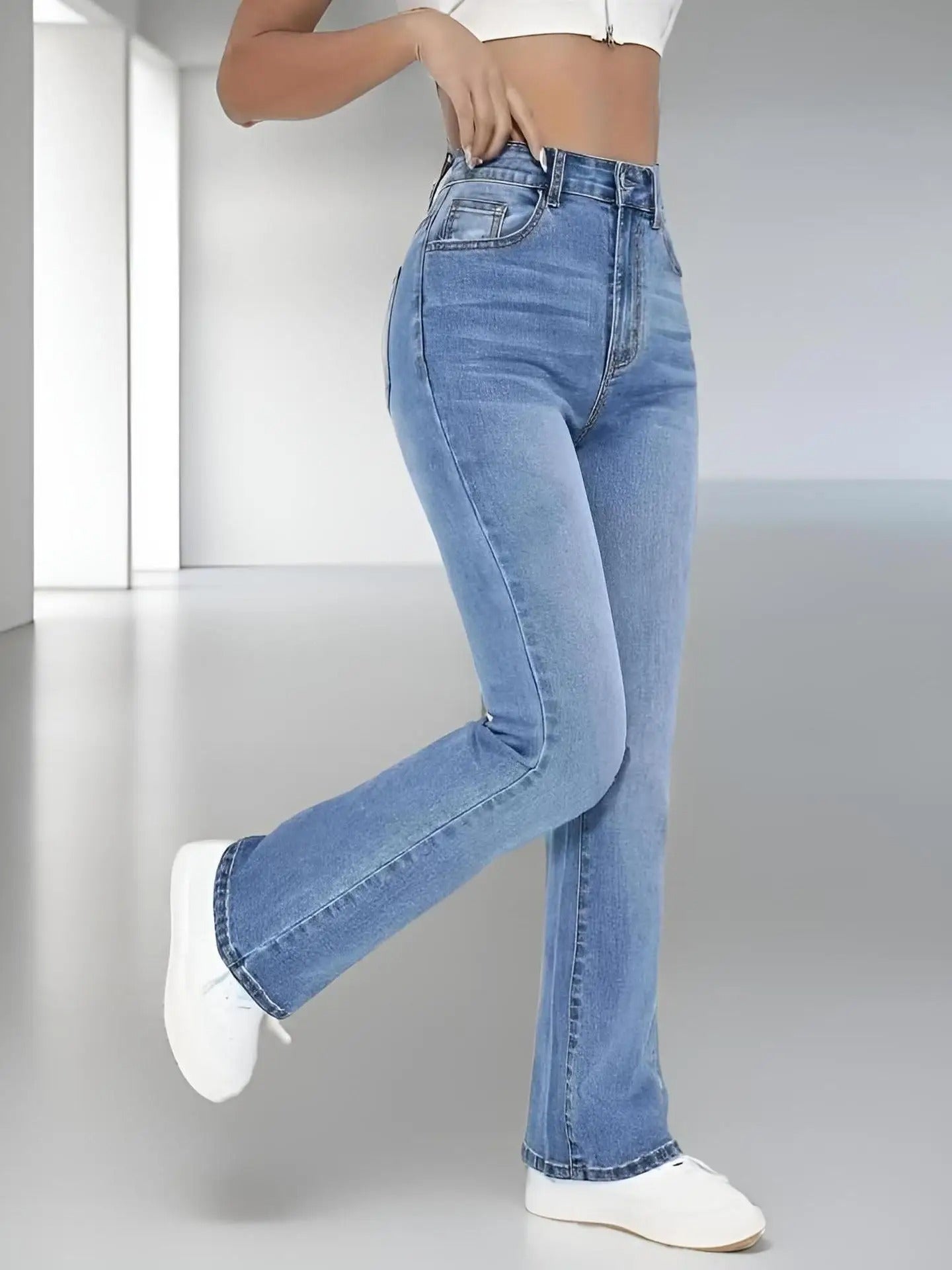 Dames jeans met hoge taille voor dagelijks gebruik