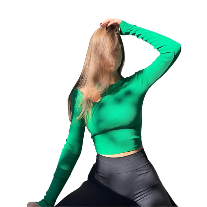 Ribgebreide crop top met lange mouwen voor dames