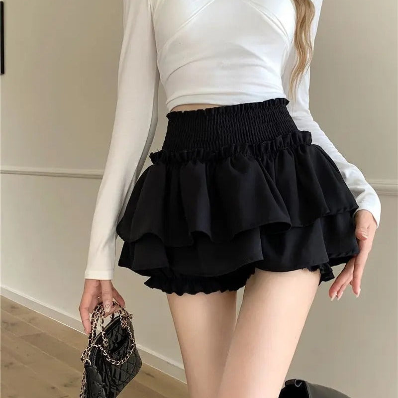 Hoge Taille Ruffle Patchwork Lolita Rok