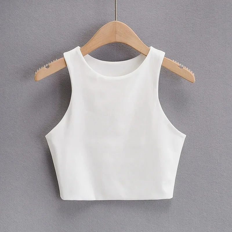 Dames mouwloze O-hals Slim Fit Tank Top
