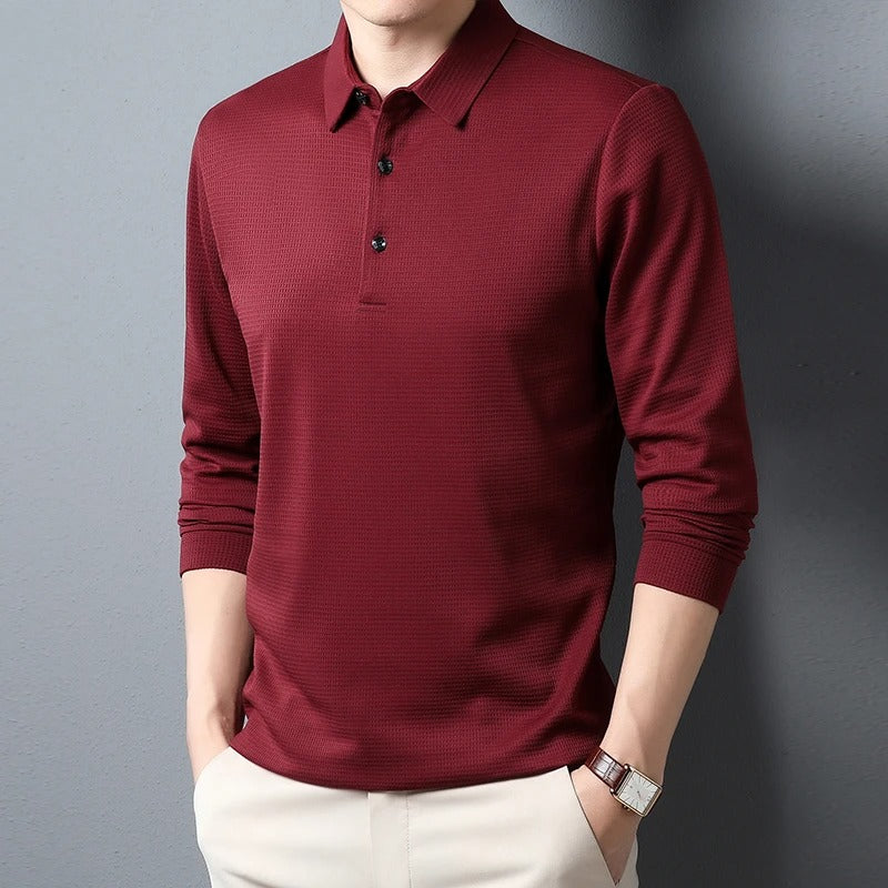 Heren Business Casual Poloshirt met Lange Mouwen