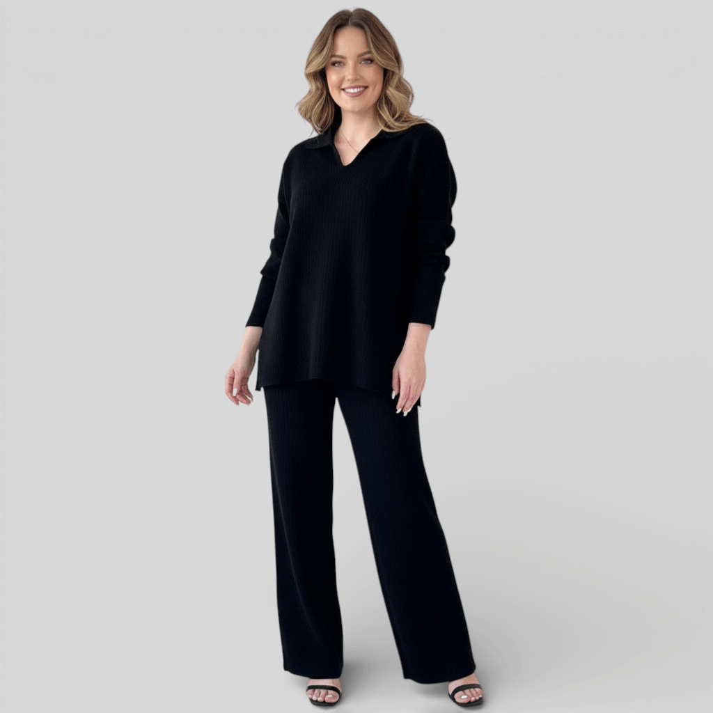 Dames Twee-delen Set V-hals Stijlvol met Brede Broek