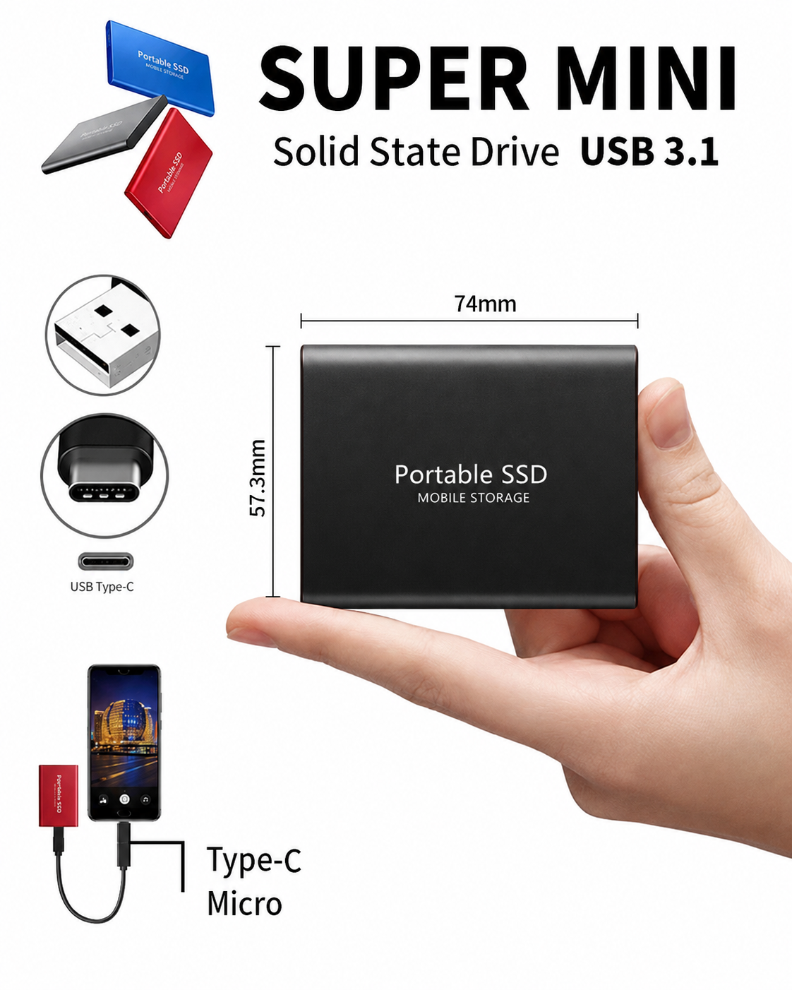 Externe SSD 128 TB Compact en Snel
