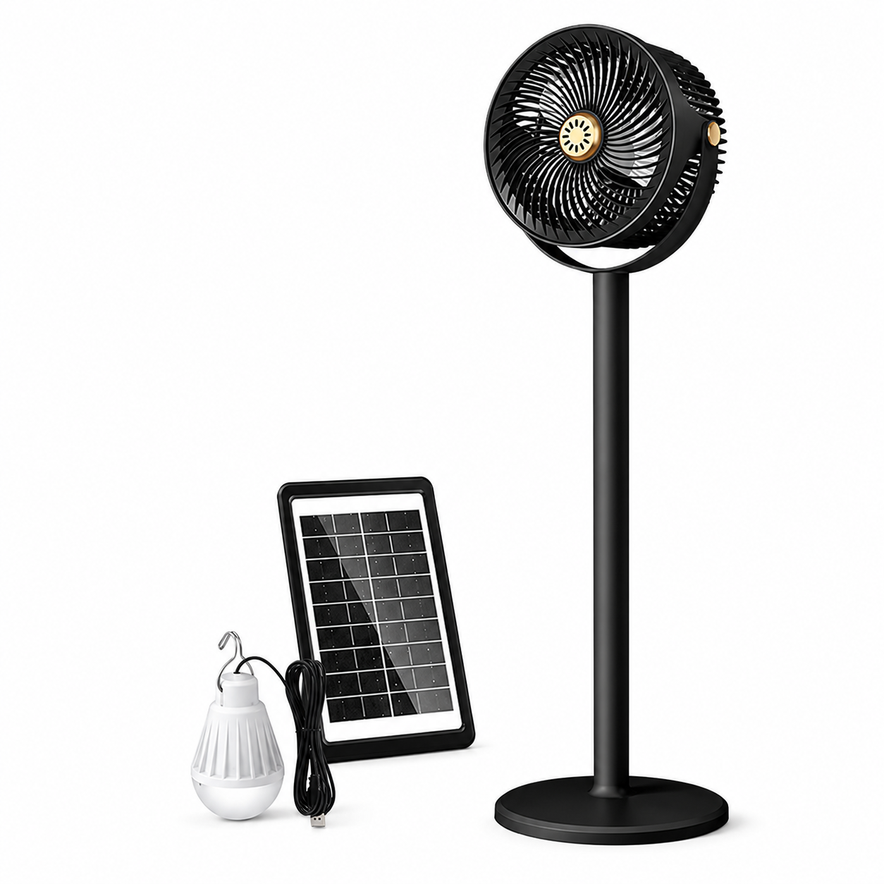 Staande Ventilator Multifunctioneel Met Zonne-energie en LED-verlichting