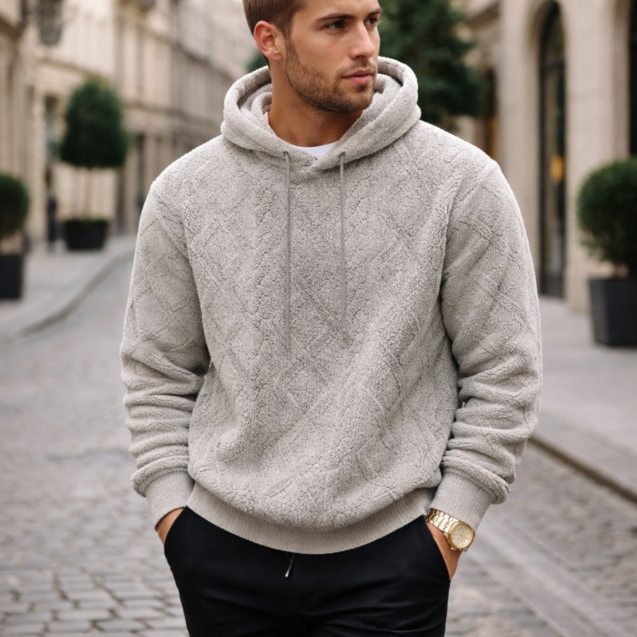 Heren Hoodie Dubbelzijdig Velours Sportief Casual
