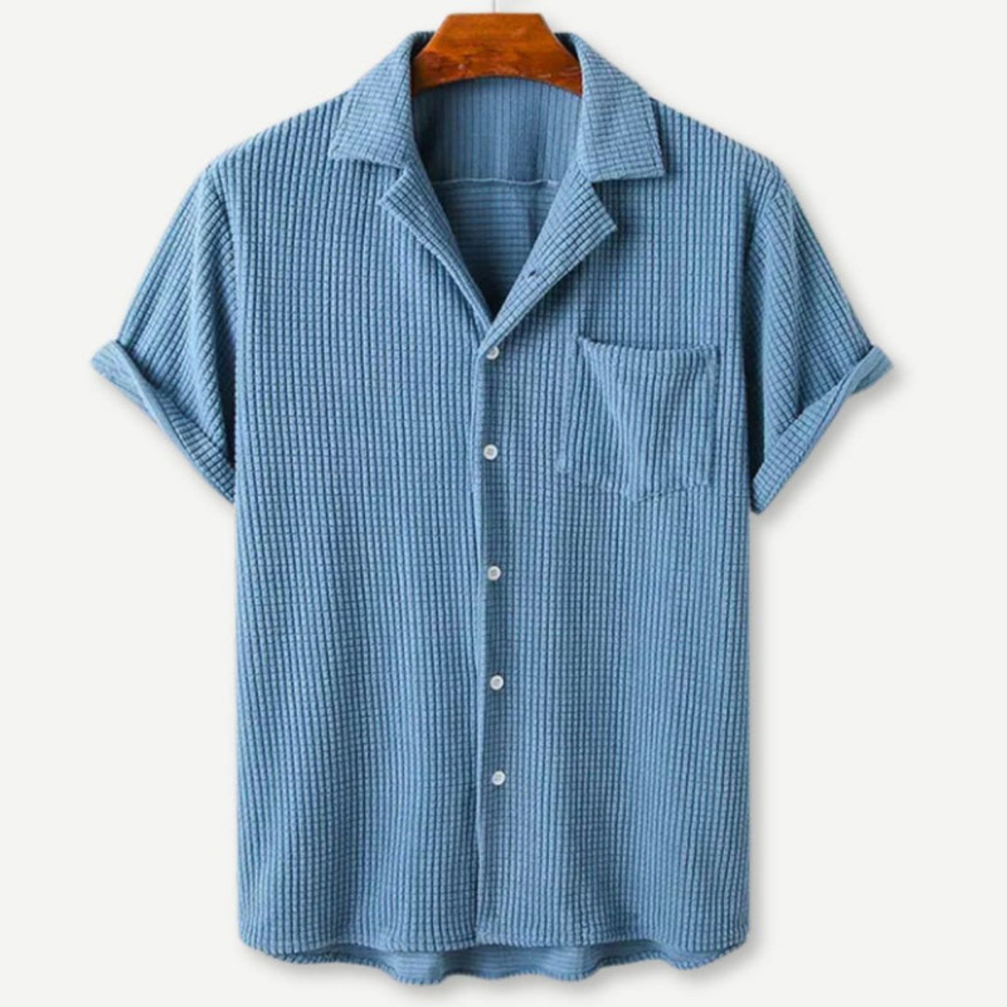 Heren Knitted Waffle Shirt Casual Katoen