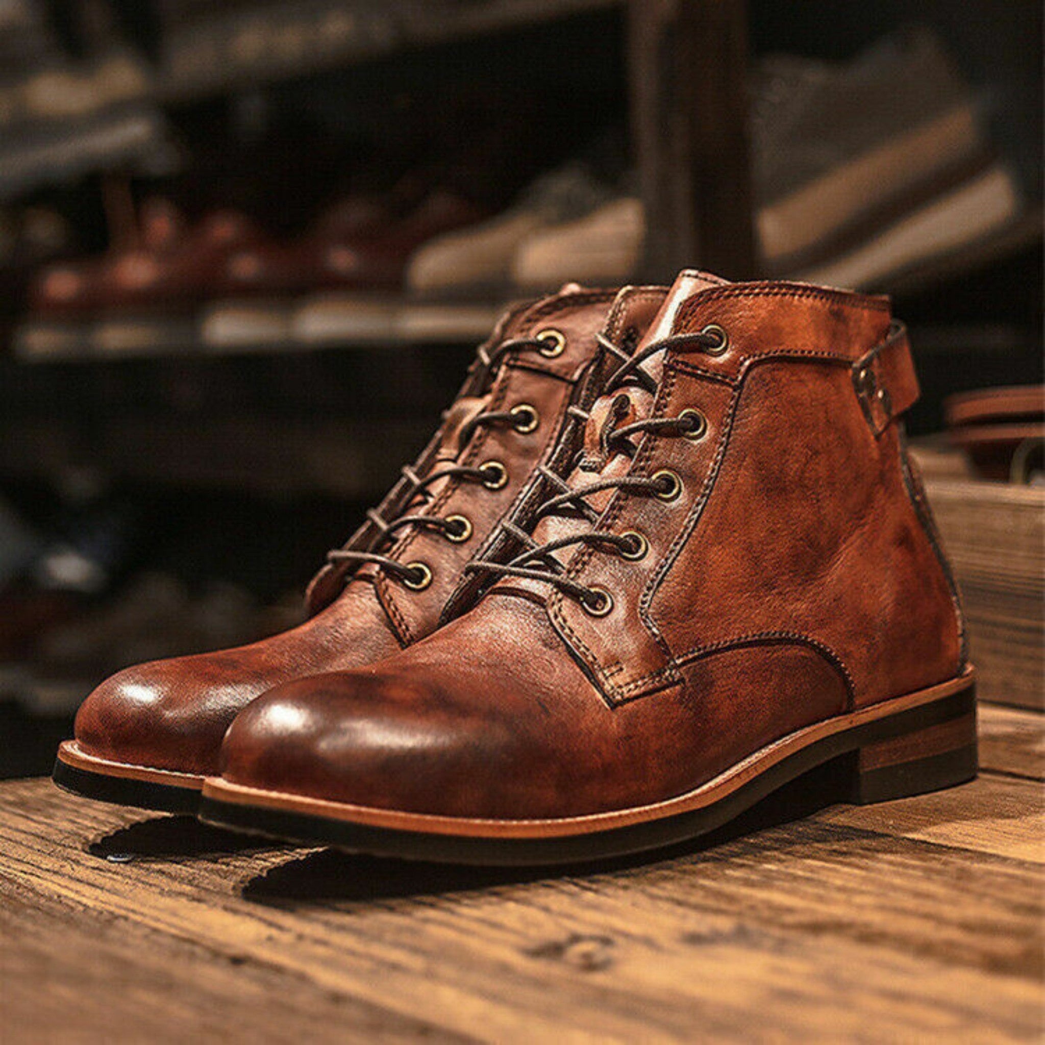 Heren Lederstiefel Tijdloos Design Comfortabel