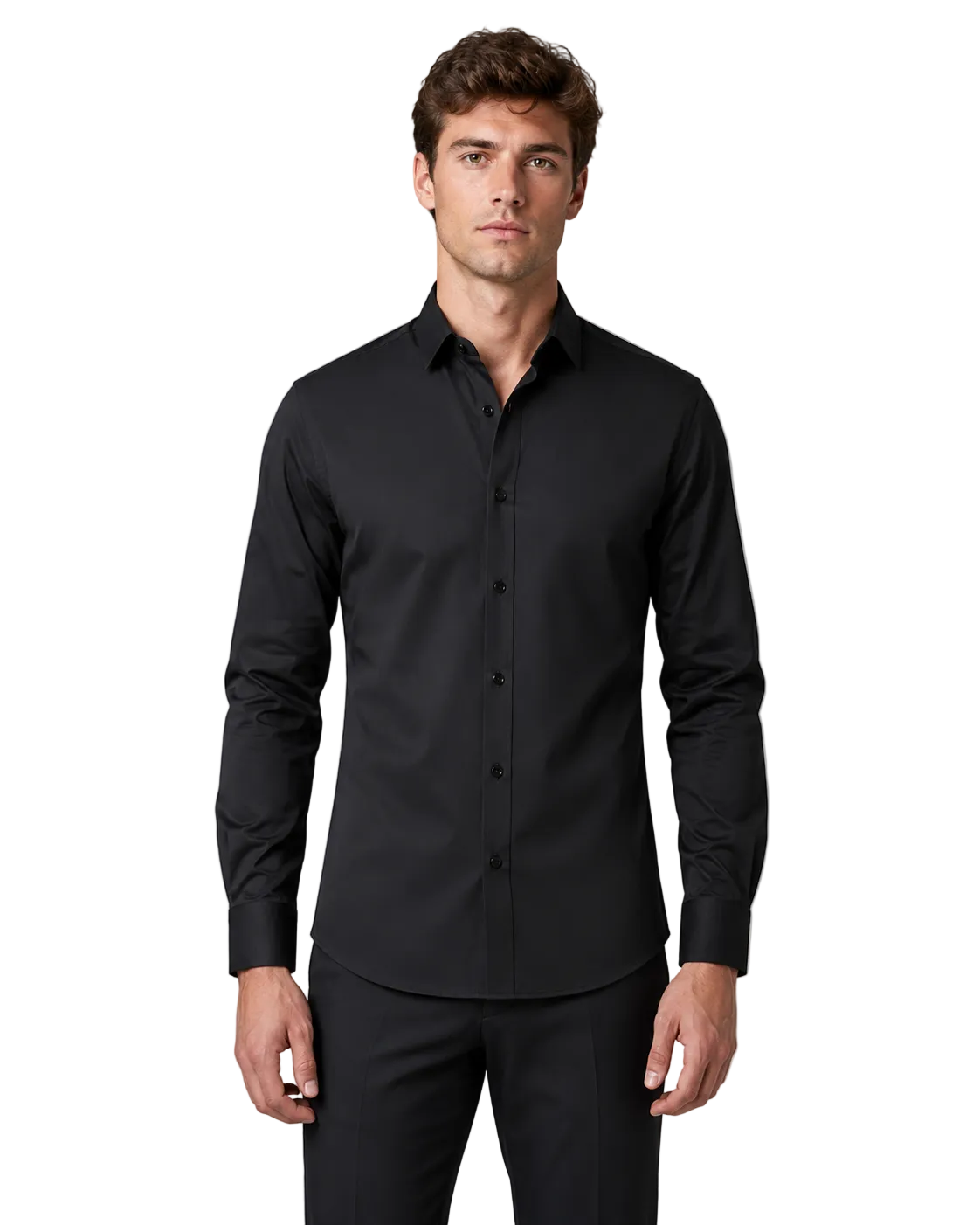 Heren Slim-Fit Overhemd Elastisch en Kreukvrij