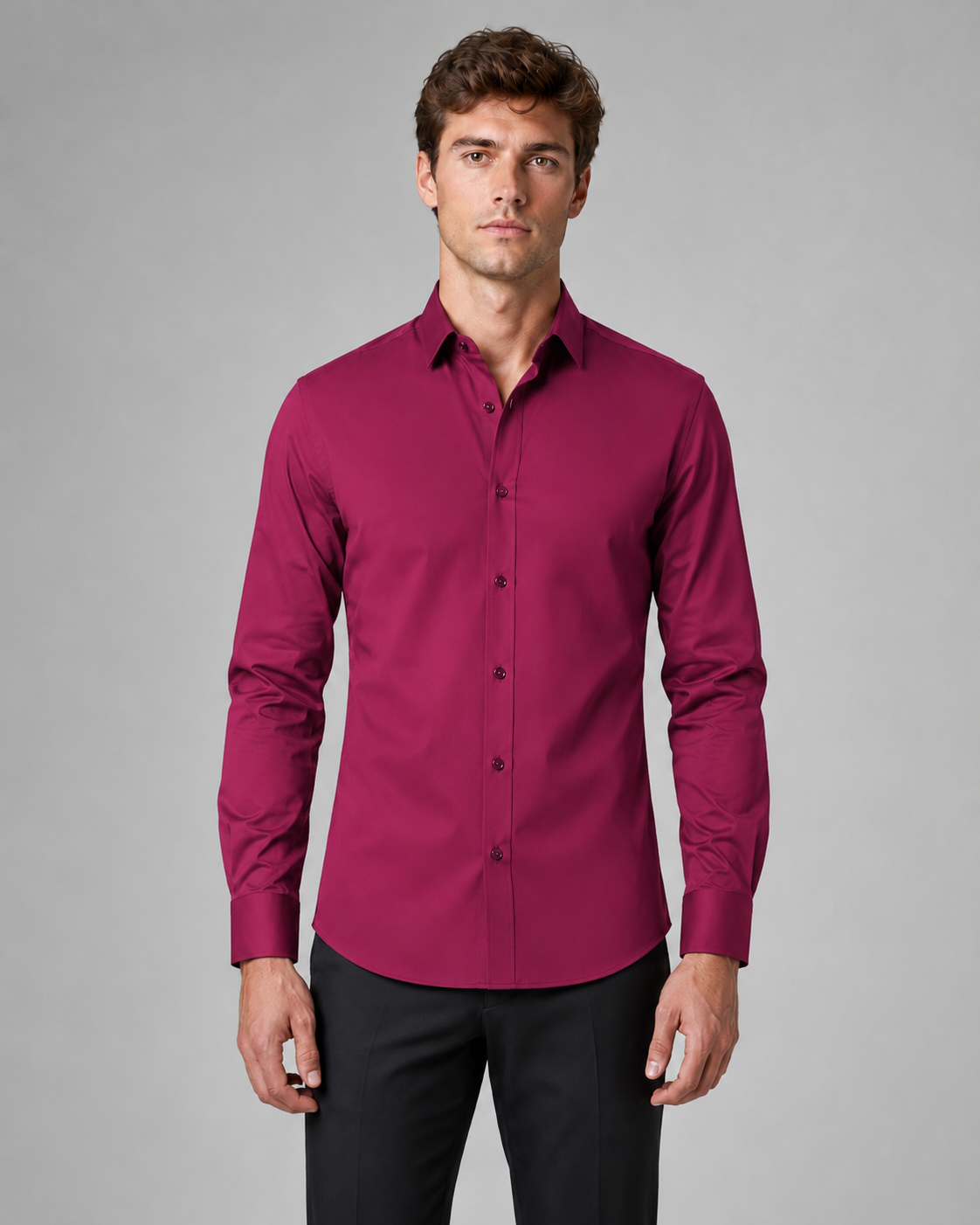 Heren Slim-Fit Overhemd Elastisch en Kreukvrij