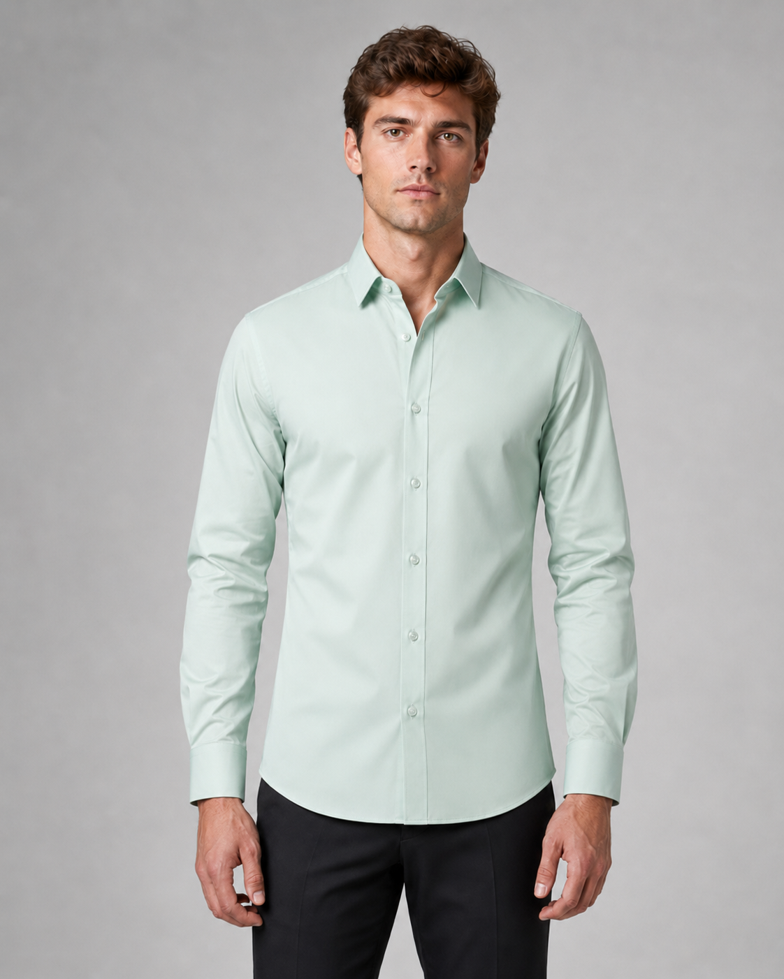 Heren Slim-Fit Overhemd Elastisch en Kreukvrij