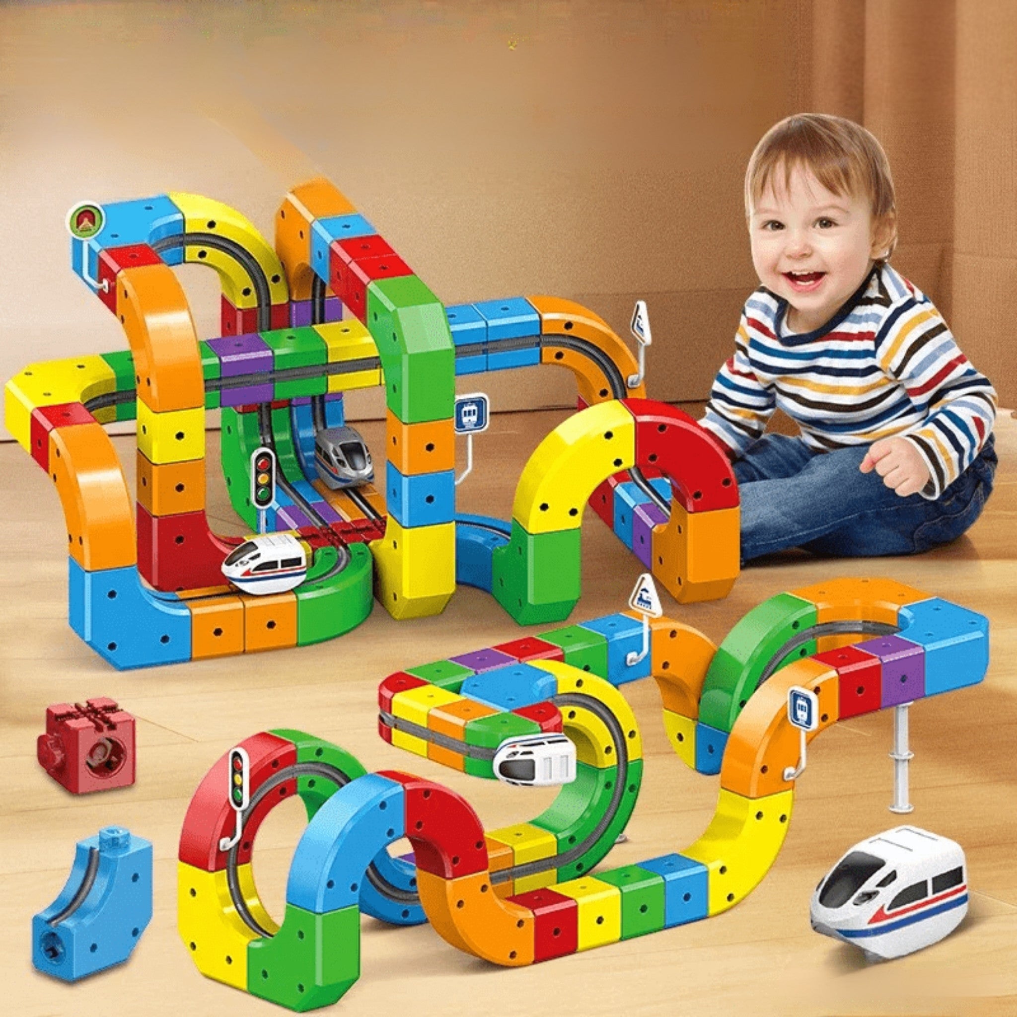 Kinderen 3D Spoorwegbouwset met Oplaadbare Locomotief