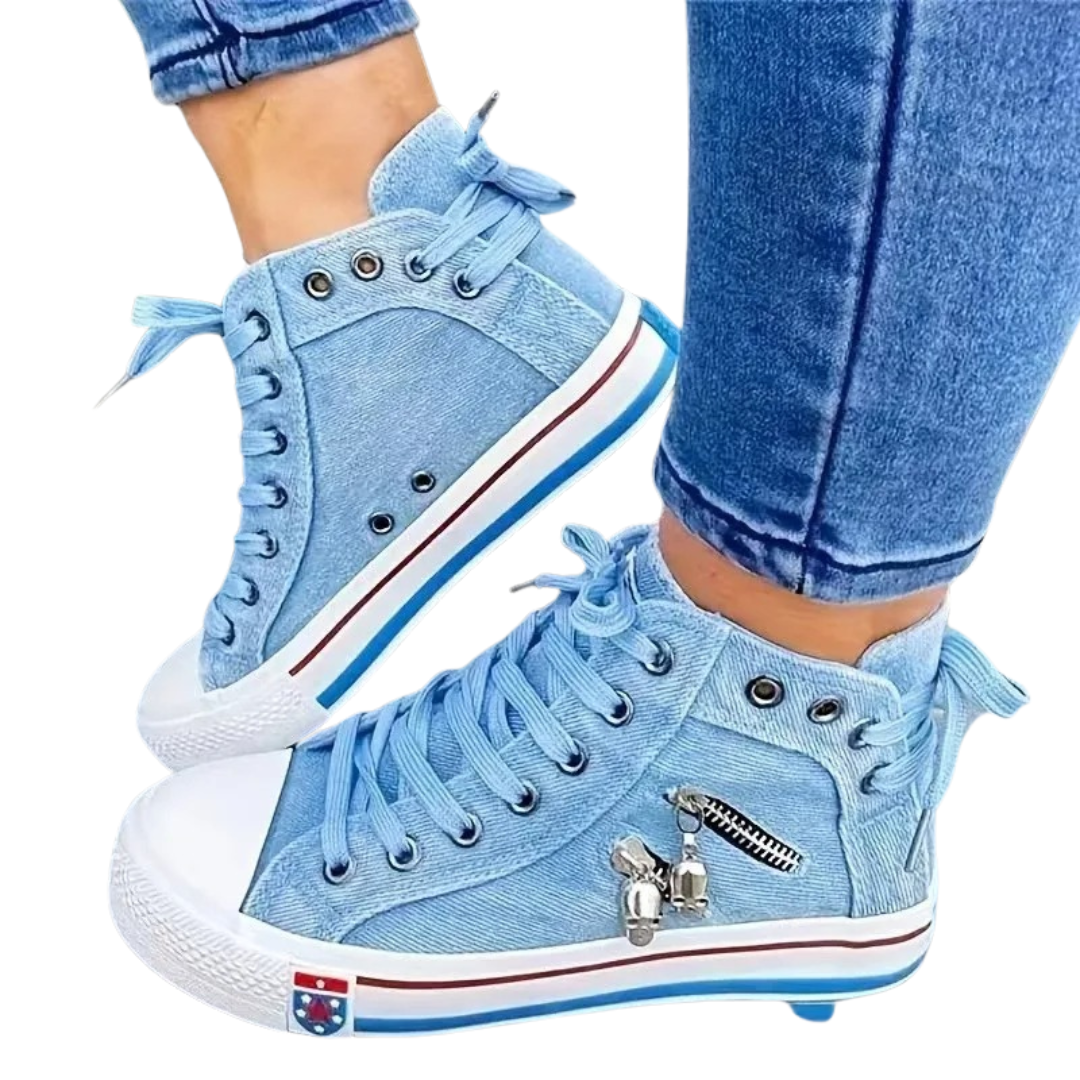Dames Denim Style Hi-Top Sneakers
