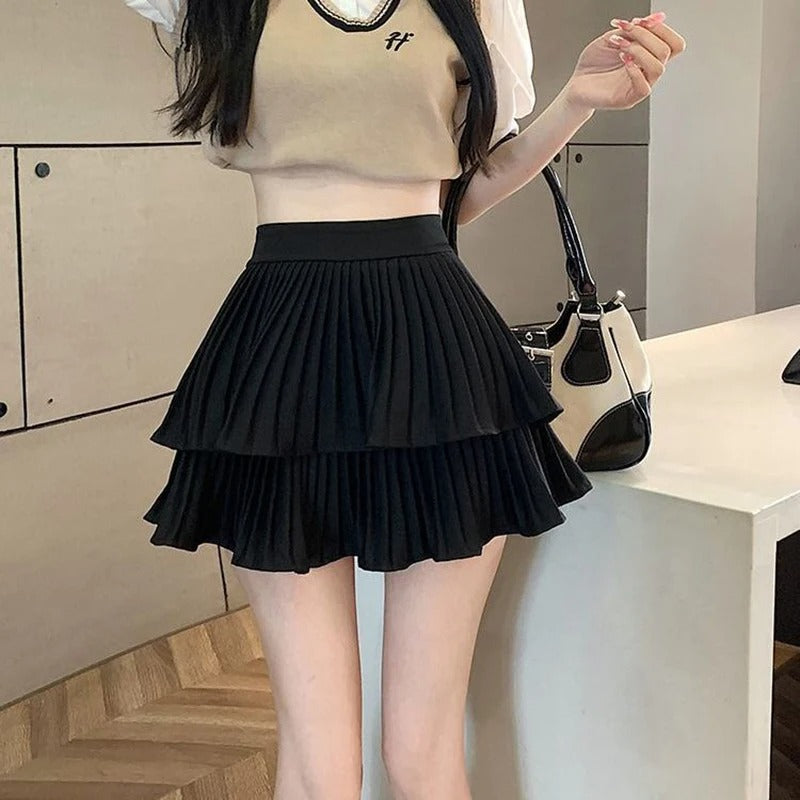 Hoge Taille Ruffle Patchwork Lolita Rok