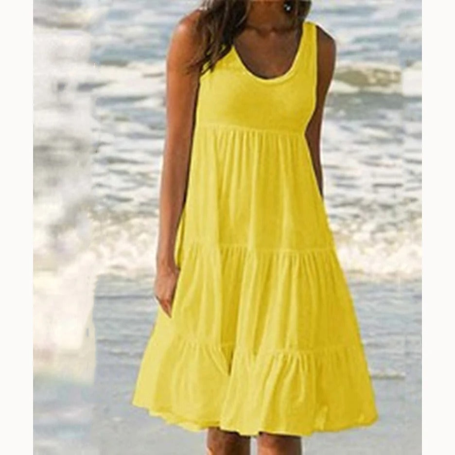 Boho mini-jurk met ruches voor dames