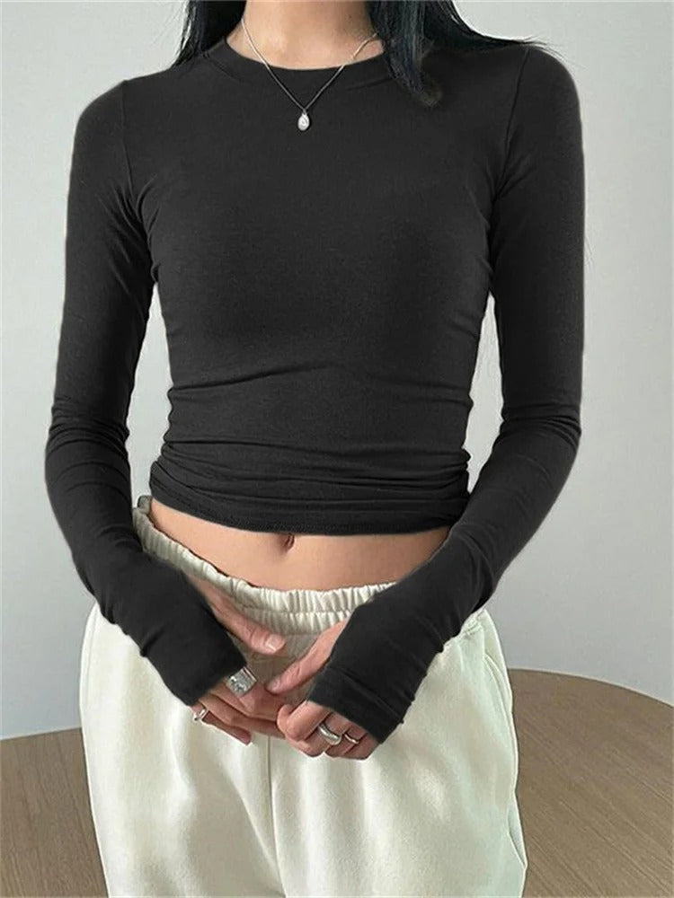 Dames Slim Fit Ronde Hals Tops