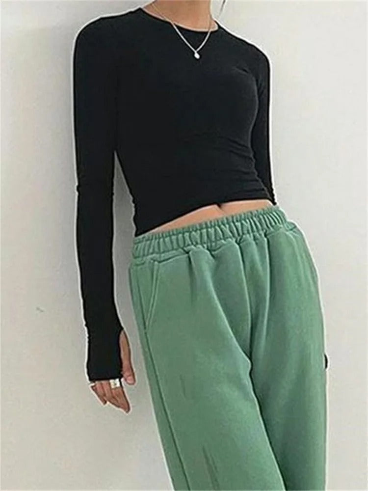 Dames Slim Fit Ronde Hals Tops