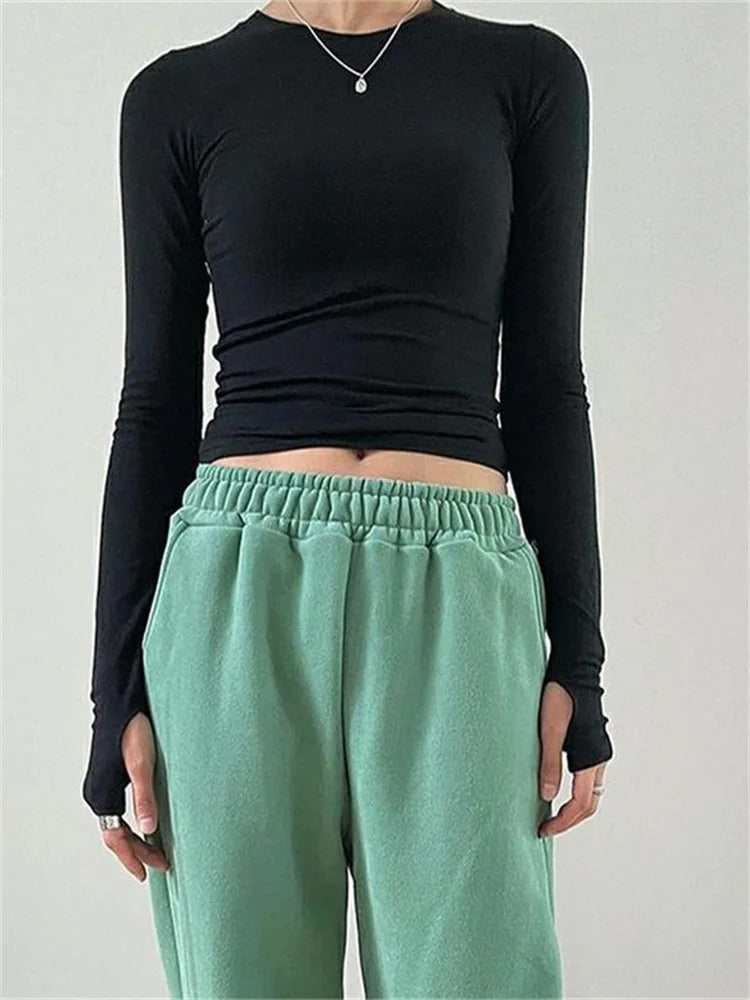 Dames Slim Fit Ronde Hals Tops