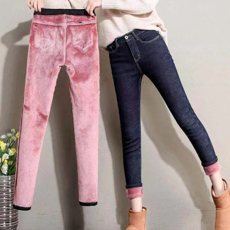 Retro thermische skinny jeans voor dames