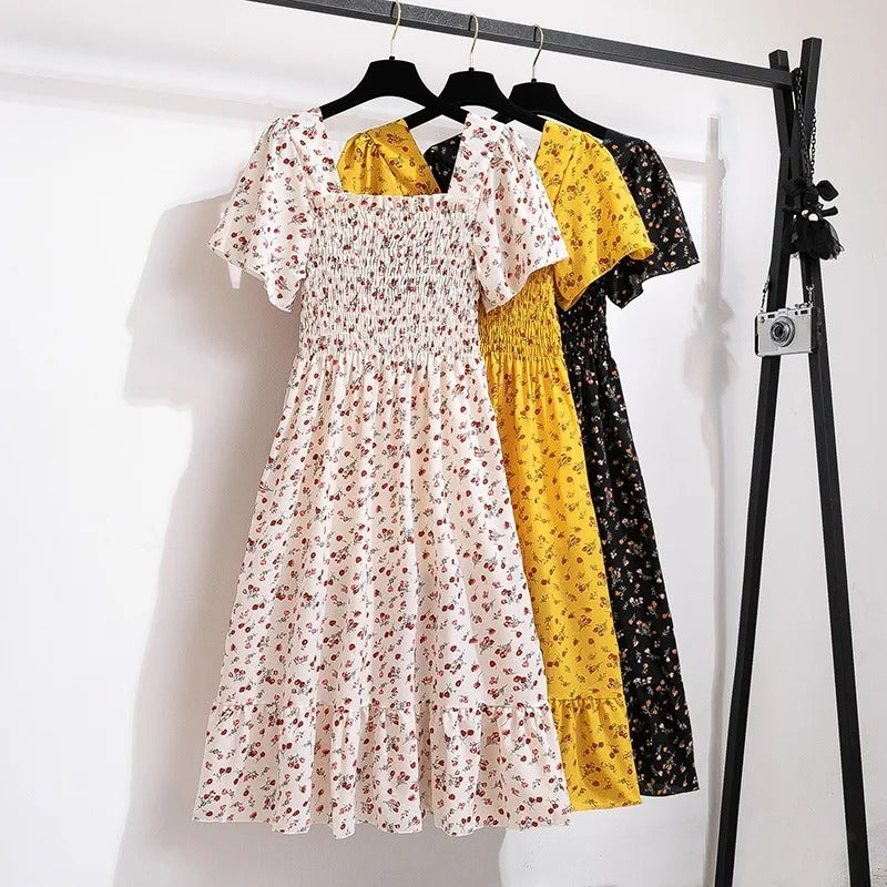 Chiffon midi-jurk met bloemen voor dames