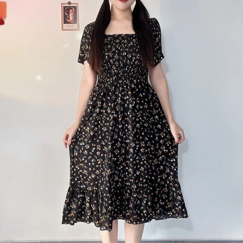 Chiffon midi-jurk met bloemen voor dames