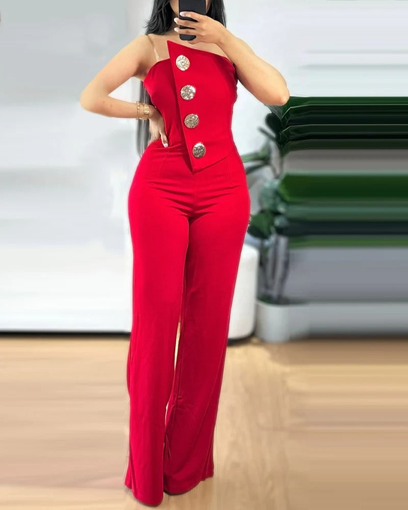 Asymmetrisch Bandeau Strapless Jumpsuit