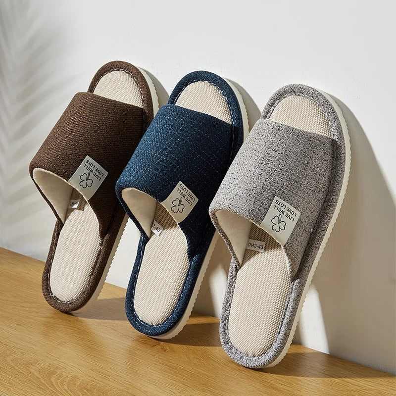 Heren linnen huisslippers