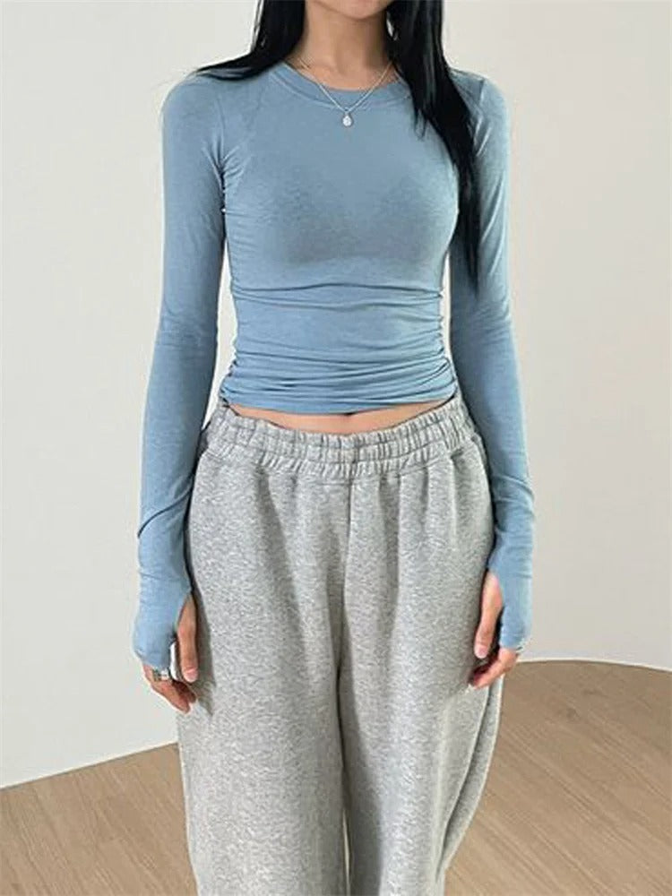 Dames Slim Fit Ronde Hals Tops