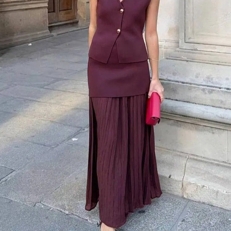 Dames Midirok met geplooide zijrits