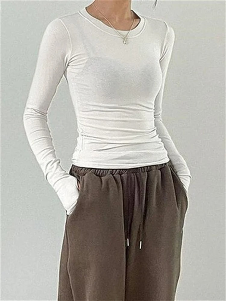 Dames Slim Fit Ronde Hals Tops