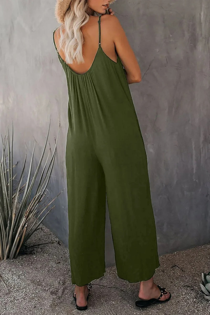 Dames Losse Pasvorm V-hals Jumpsuit