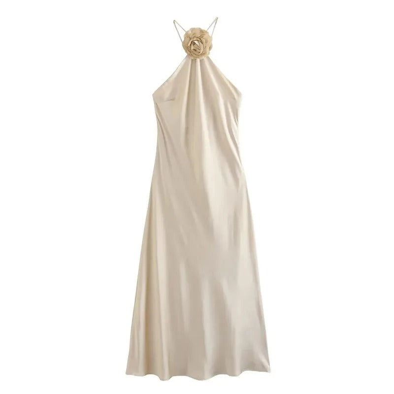 Dames off-shoulder halter lange jurk
