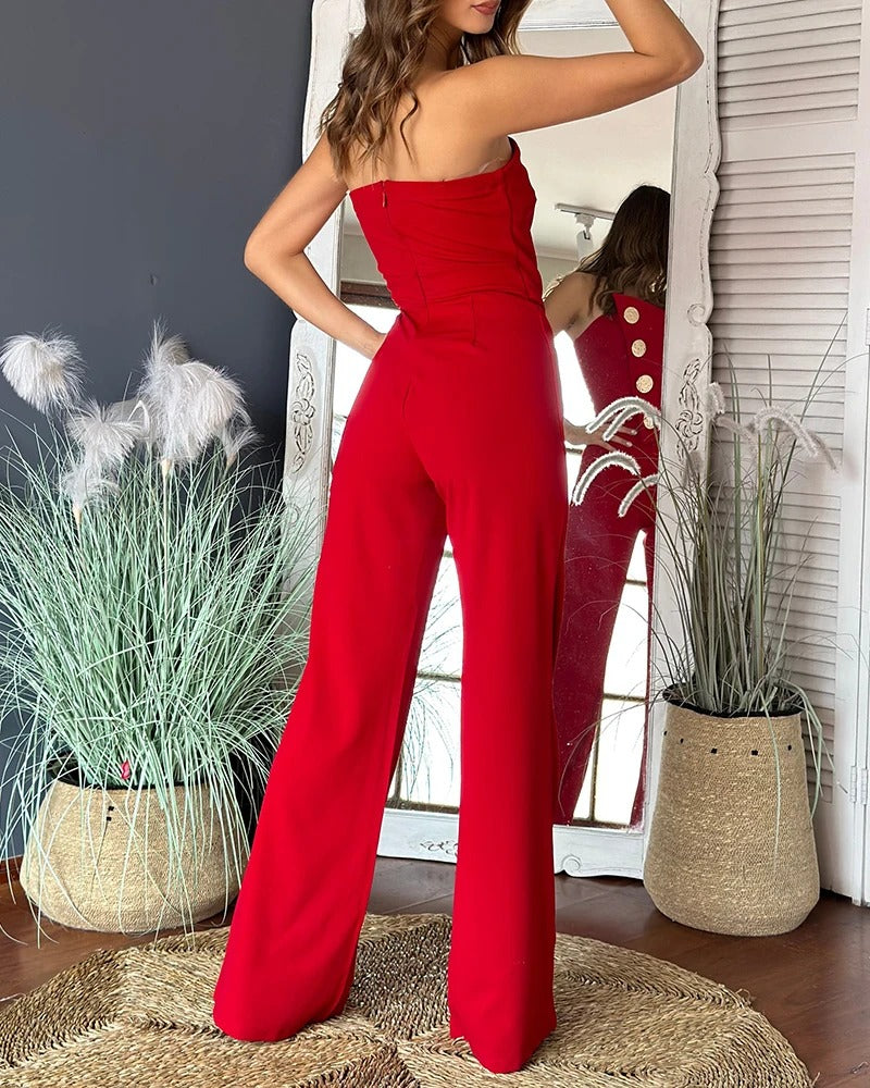 Asymmetrisch Bandeau Strapless Jumpsuit