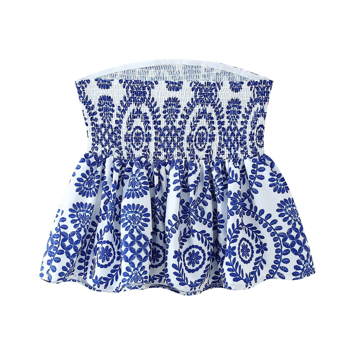 Crop top met bloemenprint en ruches