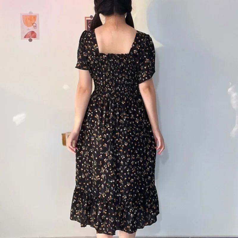 Chiffon midi-jurk met bloemen voor dames