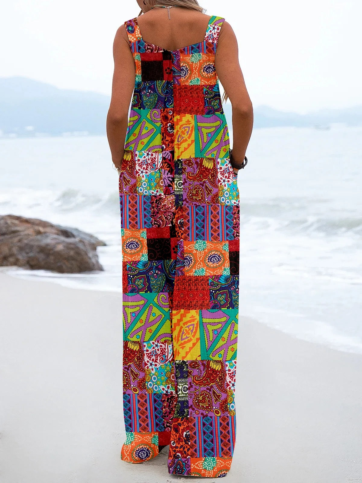 Boheemse jumpsuit met wijde pijpen voor dames