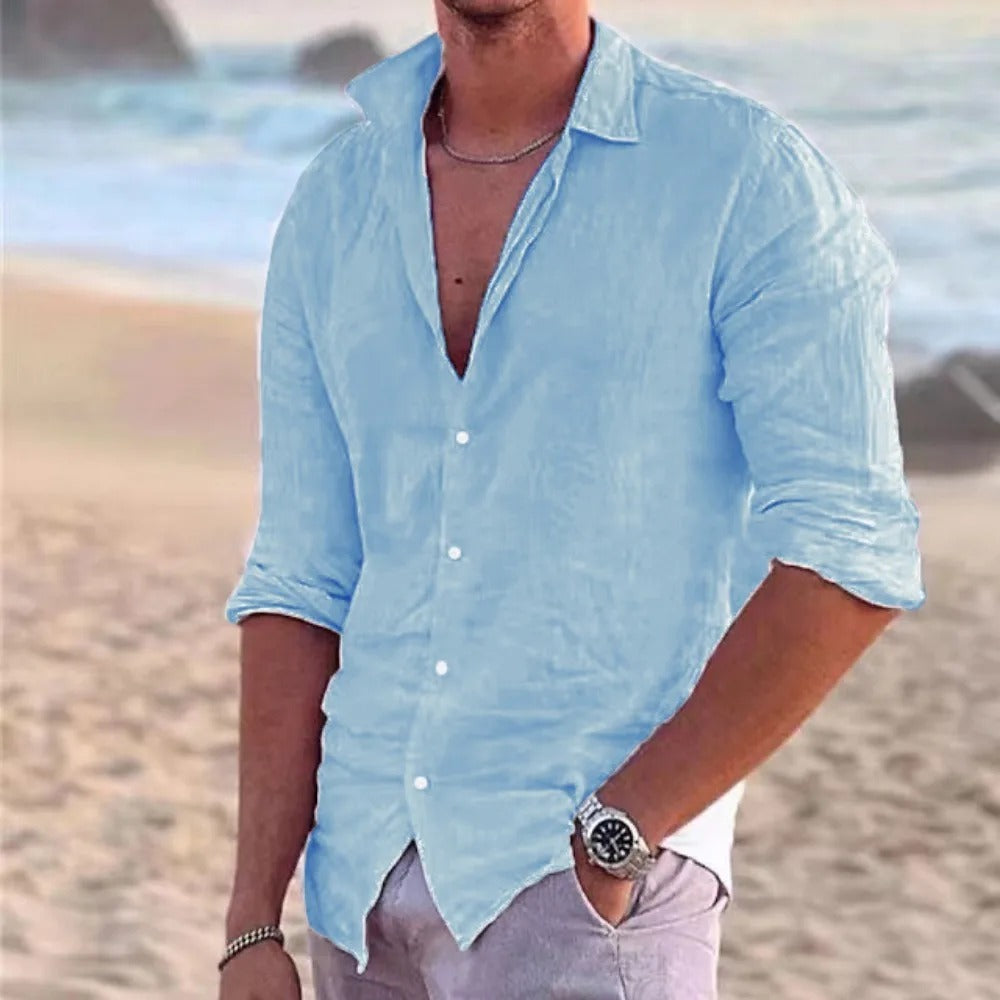 Casual linnen poloshirt voor heren