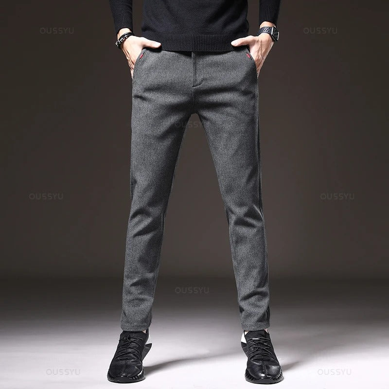 Heren slim fit katoenen broek
