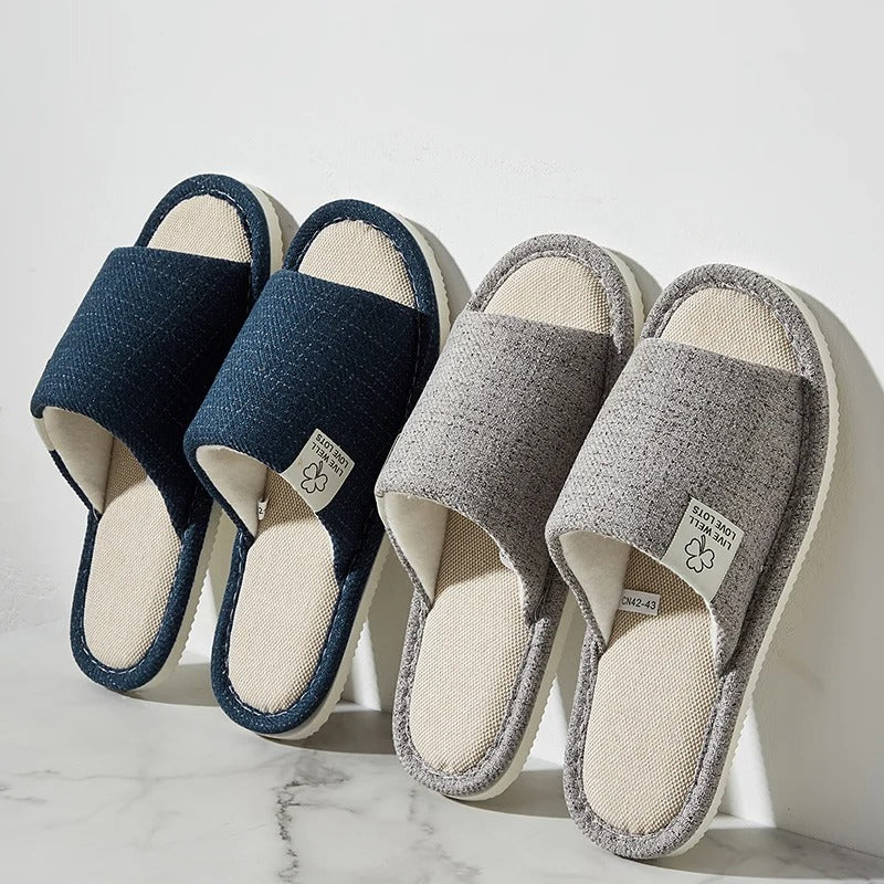 Heren linnen huisslippers
