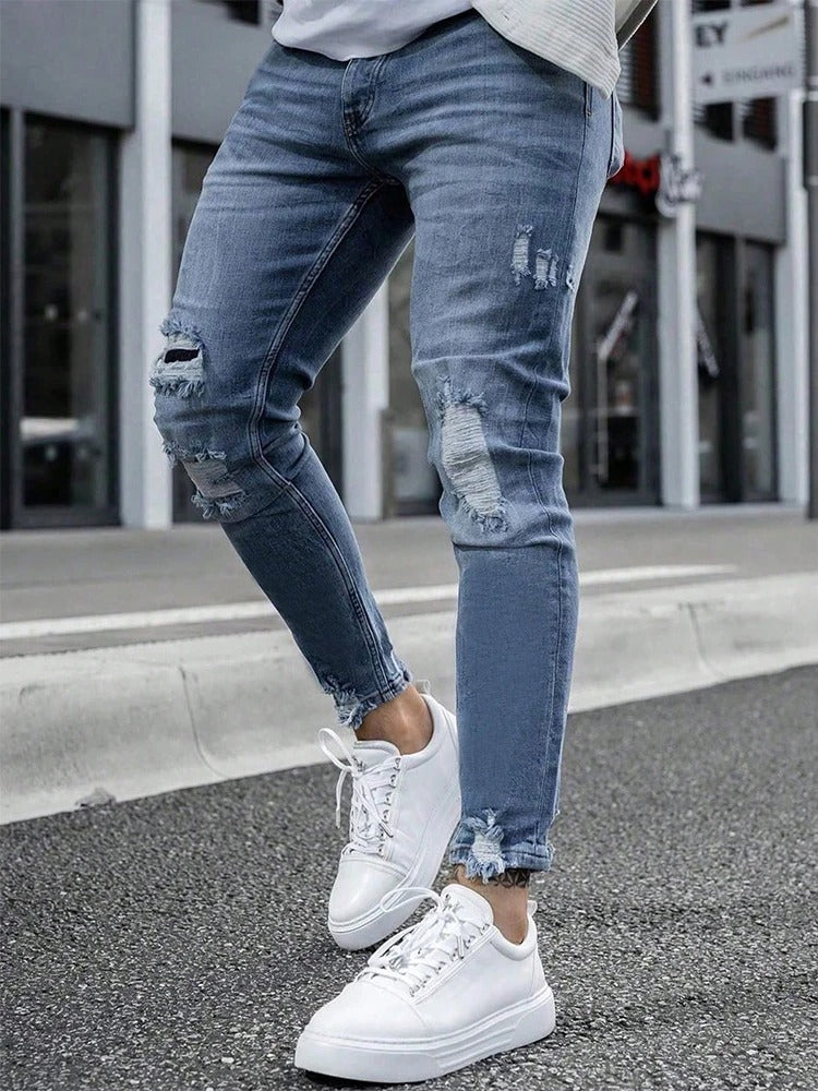 Skinny jeans met scheuren voor heren