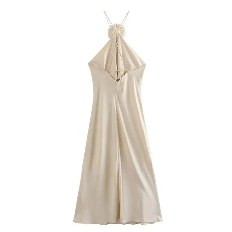 Dames off-shoulder halter lange jurk