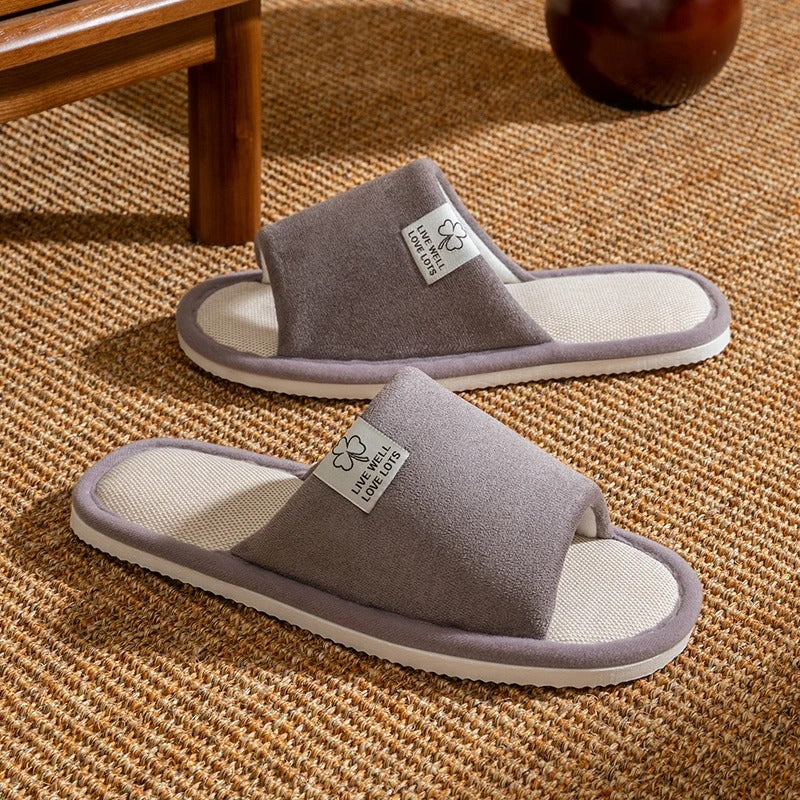 Heren linnen huisslippers